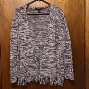 Style & Co. Women's Marled Fringe Sweater Cardigan